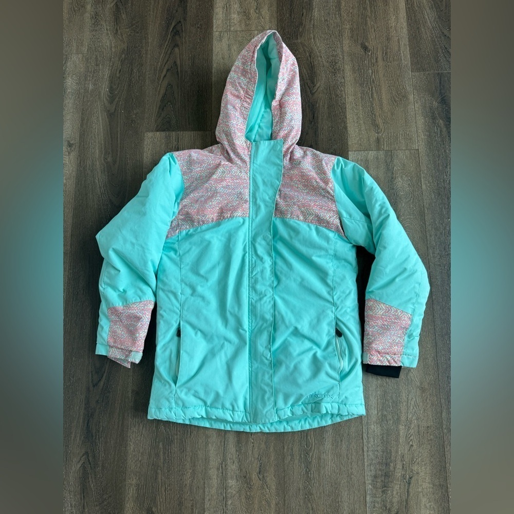 Arctix Winter Coat. Girls size large. Teal with pink details.